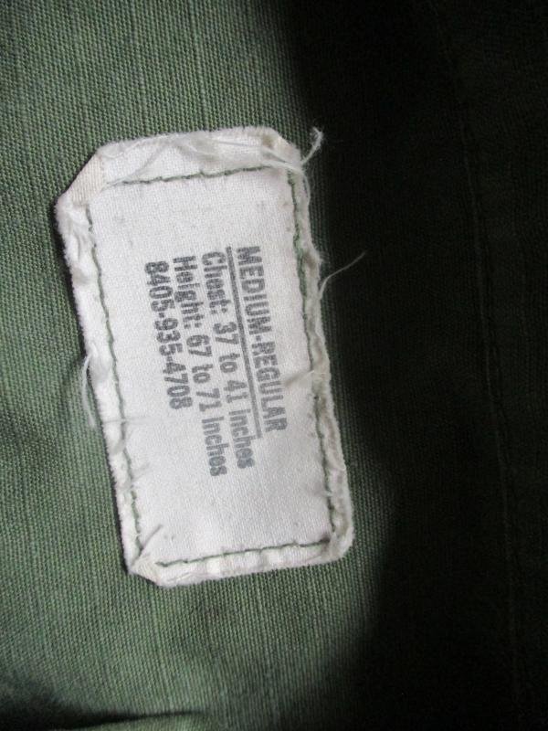 1970 VIETNAM WAR US ARMY SLANT POCKET OG107 GREEN Jungle combat JACKET COAT