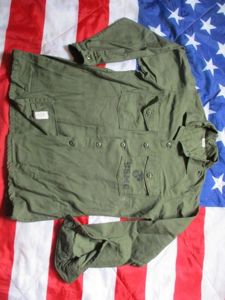 ORIGINAL 1975 US MARINES USMC Vietnam War OG 107 UTILITY COTTON SATEEN SHIRT XL
