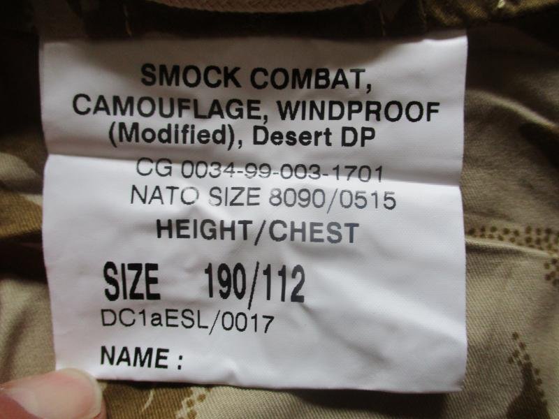 RARE SAS ISSUE COTTON GABARDINE mk2 sas windproof SMOCK project sciurus DESERT DPM DDPM 190/112 xl NEW