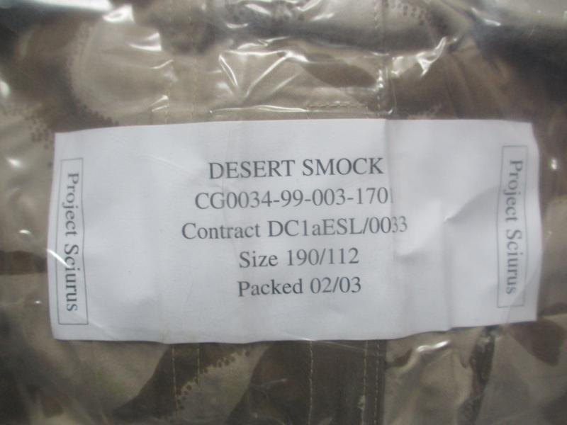 RARE SAS ISSUE COTTON GABARDINE mk2 sas windproof SMOCK project sciurus DESERT DPM DDPM 190/112 xl NEW