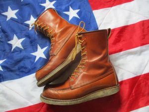 RED WING 877 BROWN LEATHER HI LEG 8' AMERICAN VINTAGE BOOTS MENS USA 9 D UK 8