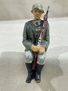 Original Nazi Era German Toy Soldier Sitting with Rifle