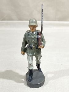 Original Nazi Era German Army Toy Soldier Marching, ELASTOLIN