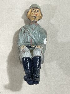 Original Nazi Era German Toy Soldier Sitting with (Partial) Red Cross Armband