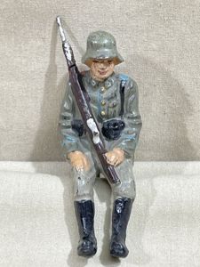 Original Nazi Era German Toy Soldier Sitting with Rifle