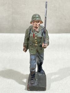 Original Nazi Era German Army Toy Soldier Marching with Rifle, LINEOL