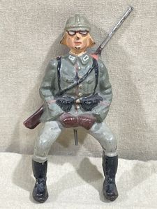 Original Nazi Era German Army Toy Soldier Riding Motorcycle, LINEOL