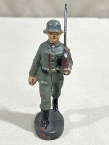 Original Nazi Era German Army Toy Soldier Marching with Rifle, ELASTOLIN