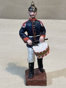 Original Weimar Era German Toy Soldier, Pre-WWI Uniform Marching w/Snare Drum, LINEOL