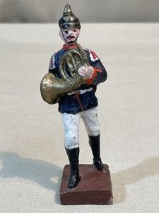 Original Weimar Era German Toy Soldier, Pre-WWI Uniform Marching w/French Horn, LINEOL