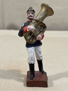 Original Weimar Era German Toy Soldier, Pre-WWI Uniform Marching w/Tuba, LINEOL