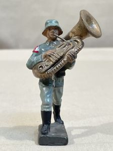 Original Nazi Era German Marching Tuba Player Toy Soldier, LINEOL