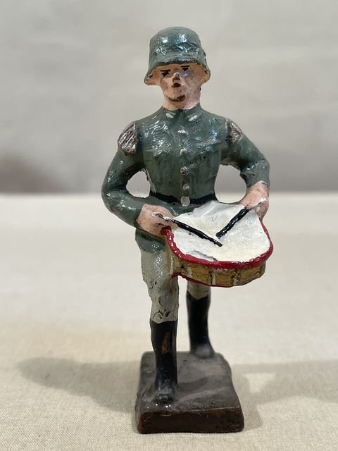 Original Nazi Era German Toy Soldier Marching with Drum, SCHUSSO