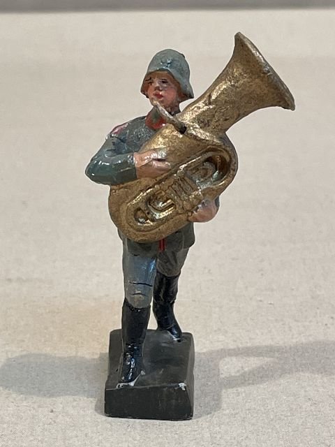 Original Nazi Era German Marching Tuba Player Toy Soldier