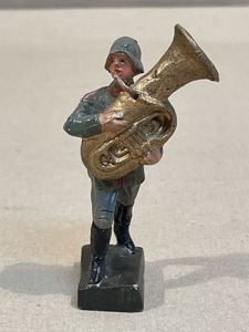 Original Nazi Era German Marching Tuba Player Toy Soldier