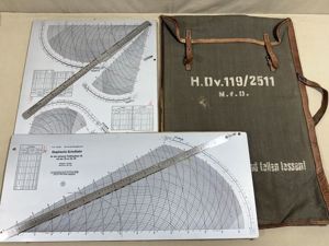 Original Pre-WWII German Large Graphic Aiming Scales w/Case, Graphische Schußtafel