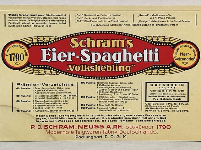 Original Pre-WWII Era German Ration Item, Egg Spaghetti Box 1936 — image 2