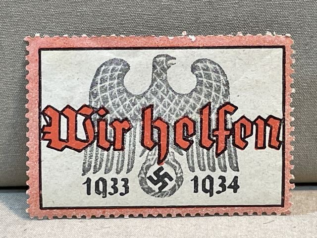 Original 1933 German We Help 1933-1934 Adhesive Stamp, Wir helfen