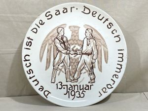 Original 1935 German Decorative Plate, Deutsch ist die Saar Deutsch immerdar