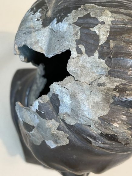 Original Nazi Era German Metal HITLER Bust, Rifle Butt Damaged — image 11