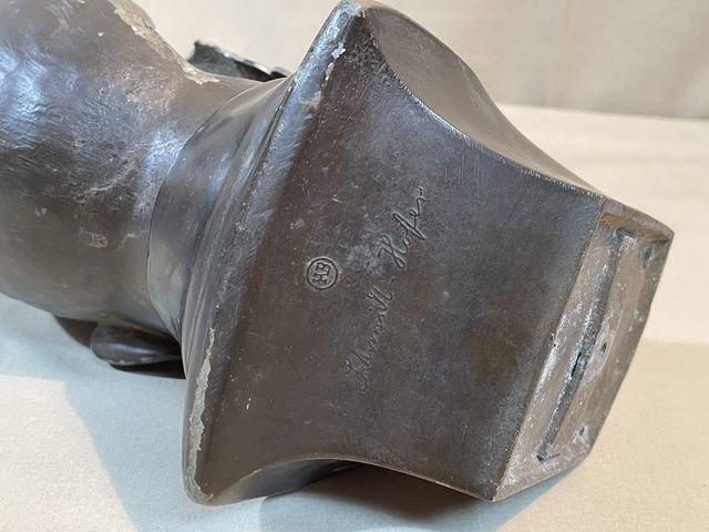 Original Nazi Era German Metal HITLER Bust, Rifle Butt Damaged — image 13