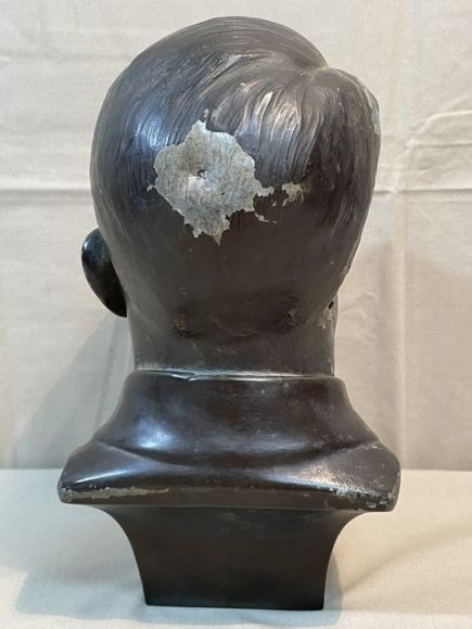 Original Nazi Era German Metal HITLER Bust, Rifle Butt Damaged — image 6