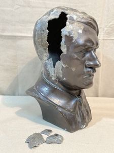 Original Nazi Era German Metal HITLER Bust, Rifle Butt Damaged
