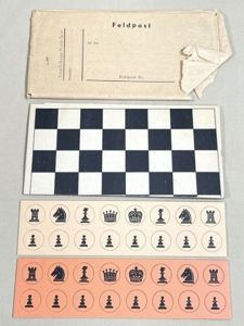 Original WWII German Soldier's Feldpost Chess Game w/Envelope Mailer