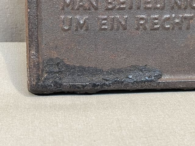 Original Nazi Era German Steel Hitler Plaque with Hitler Quote — image 3