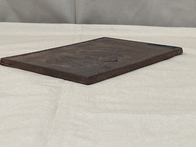 Original Nazi Era German Steel Hitler Plaque with Hitler Quote — image 7