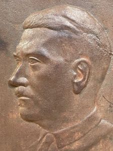 Original Nazi Era German Steel Hitler Plaque with Hitler Quote