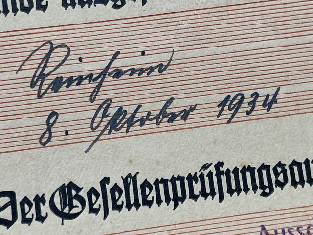 Original 1934 German Journeyman's Certificate, Gesellenbrief — image 3