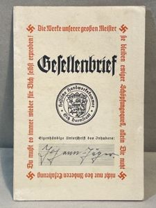 Original 1937 German Journeyman's Certificate, Gesellenbrief