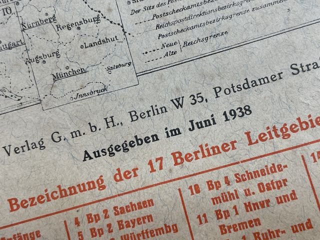 Original 1938 German Postal Map, Berlin Special Edition — image 5