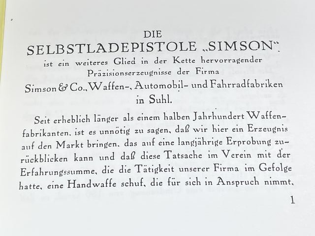 REPRINT - German WWII Era Simson Pistol Owner's Manual — image 2