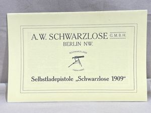 REPRINT - German Manual for the 'Schwarzlose 1909' Pistol