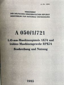 REPRINT - DDR East German AK74 Manual