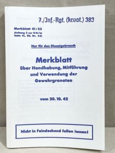 REPRINT - WWII German Manual for 98k Rifle Grenade Launcher