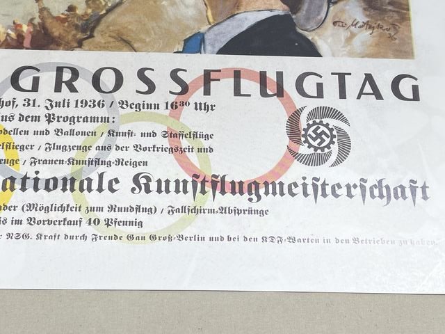 REPRODUCTION 1936 German Poster for the Olympics Flying Day — image 4