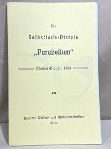 REPRINT, German Pre-WWII Naval Luger Manual