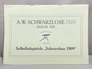 REPRINT, German Manual for the Schwarzlose 1909 Pistol