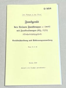 REPRINT, Original WWII German Signals Equipment Manual, Group C with Signals Control Vehicle