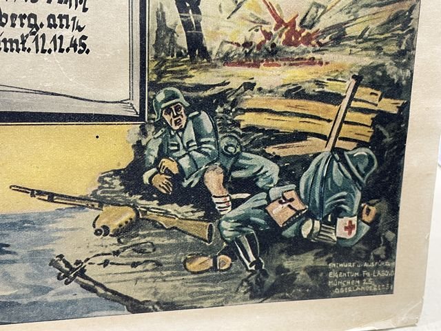 EARLY POSTWAR German Soldier's Service Print, Medical Oberschütze — image 11