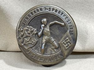 REPRODUCTION German HJ Metal Tinnie, JUNGBANN 7-SPORTFEST 1936