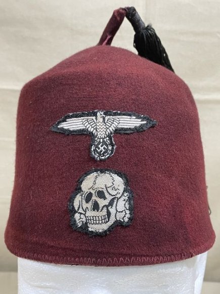 REPRODUCTION WWII German Waffen-SS Fez, Maroon — image 2