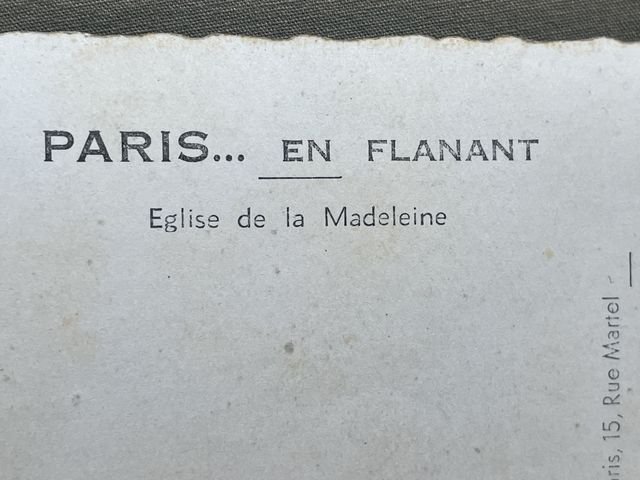 Original WWII Era French Architecture Postcard, Paris… en Flanant Eglise de la Madeleine — image 5