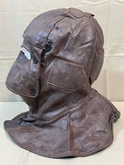 Original Pre-WWII Civilian Aviator's Protective Leather Hood — image 5