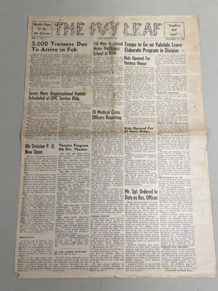 Original Pre-WWII US Army 4th Division Newspaper, The Ivy Leaf — image 4