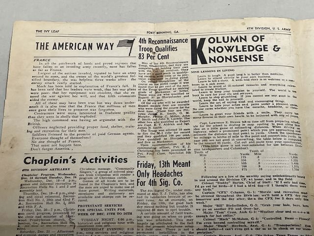 Original Pre-WWII US Army 4th Division Newspaper, The Ivy Leaf — image 6