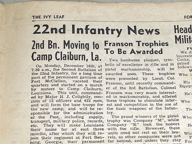 Original Pre-WWII US Army 4th Division Newspaper, The Ivy Leaf — image 8